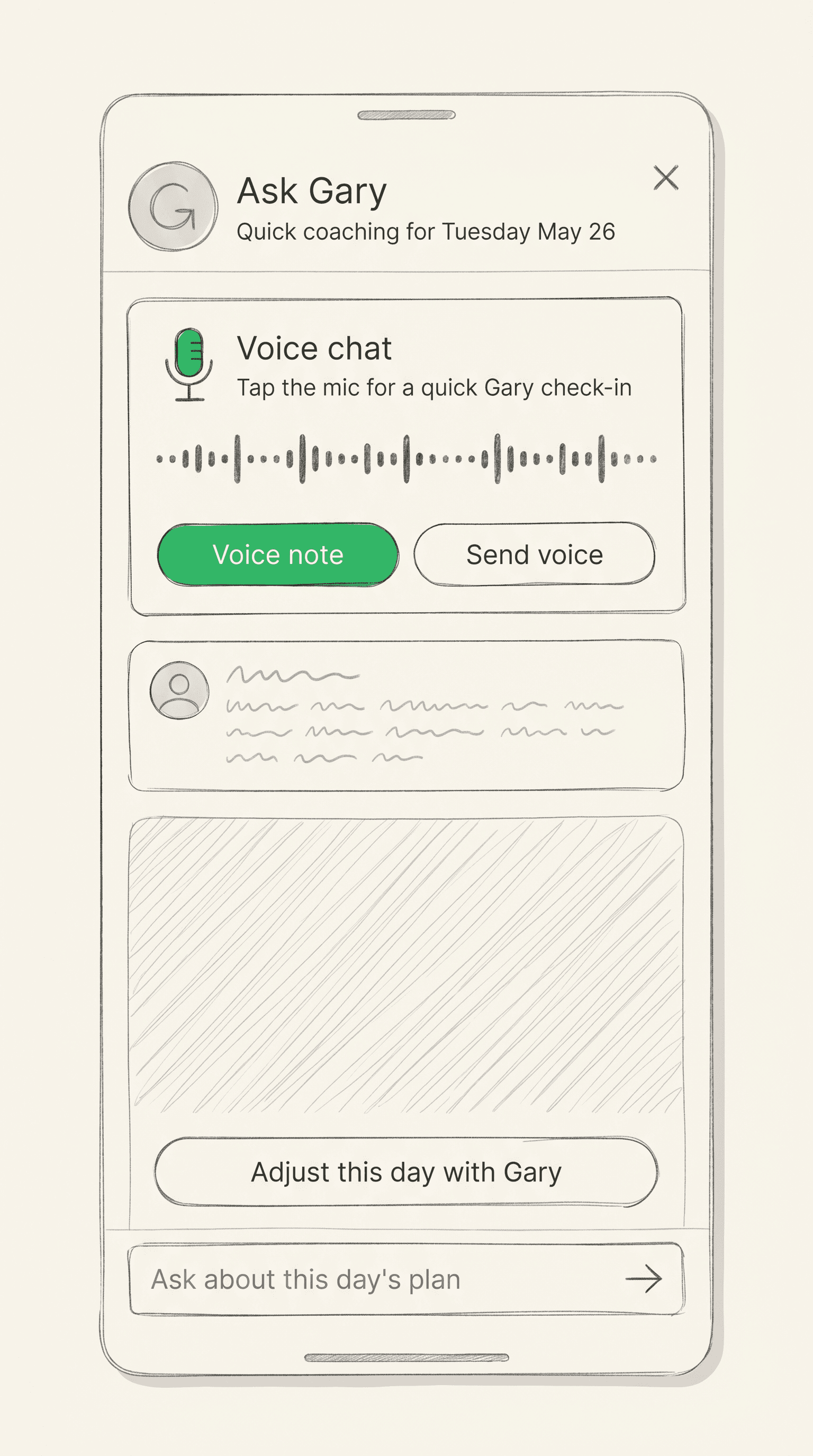 Ask Gary wireframe sketch