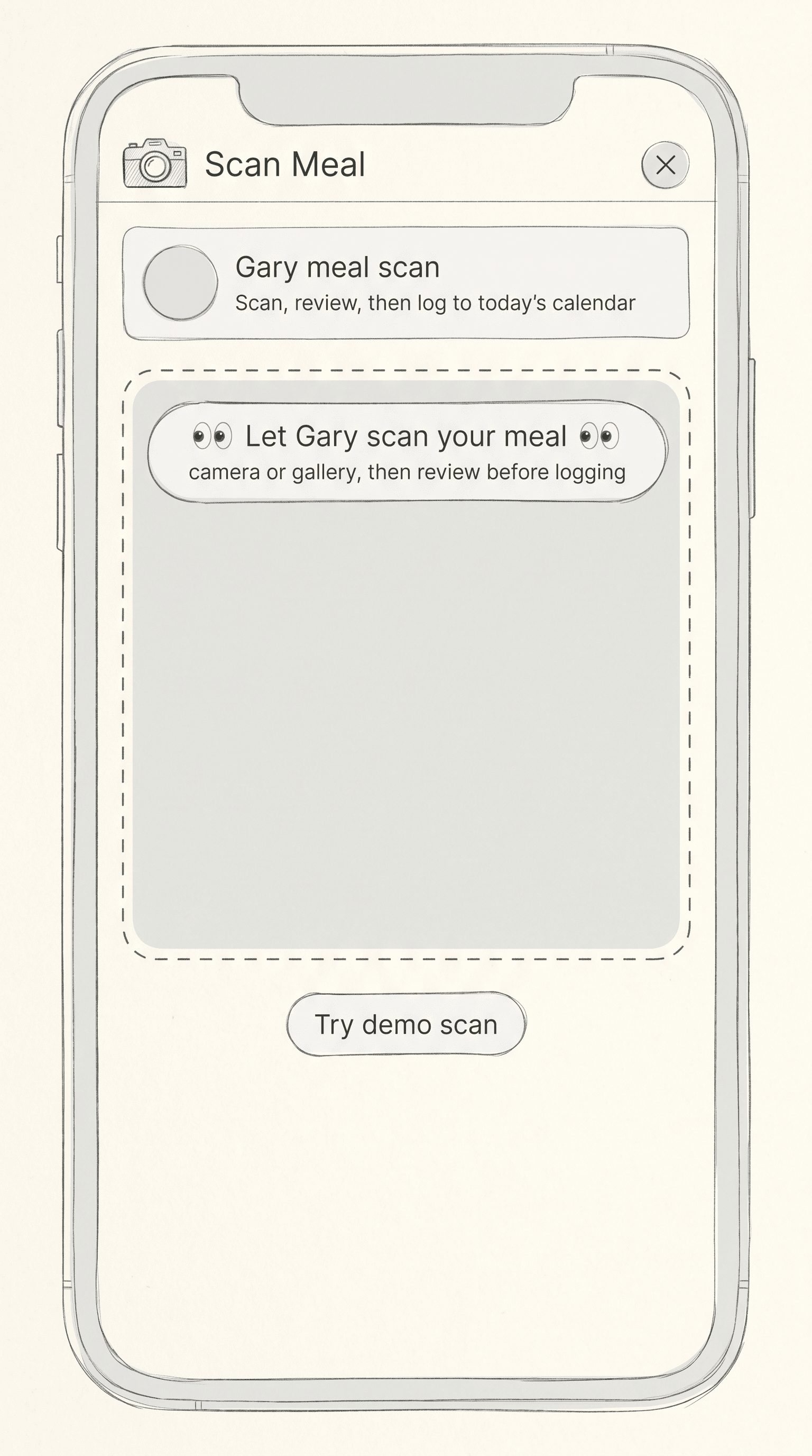 Meal scan wireframe sketch
