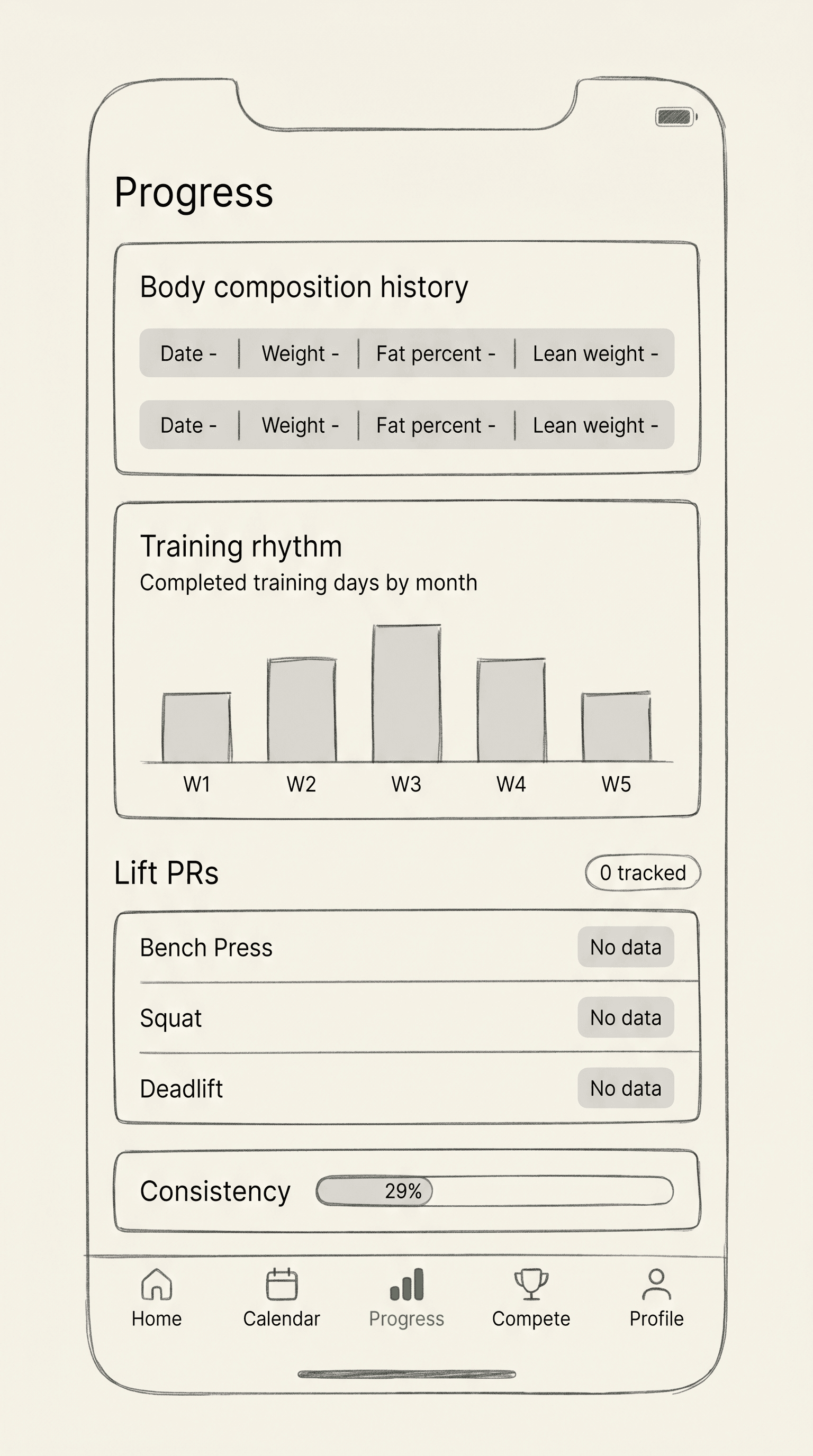 Progress wireframe sketch