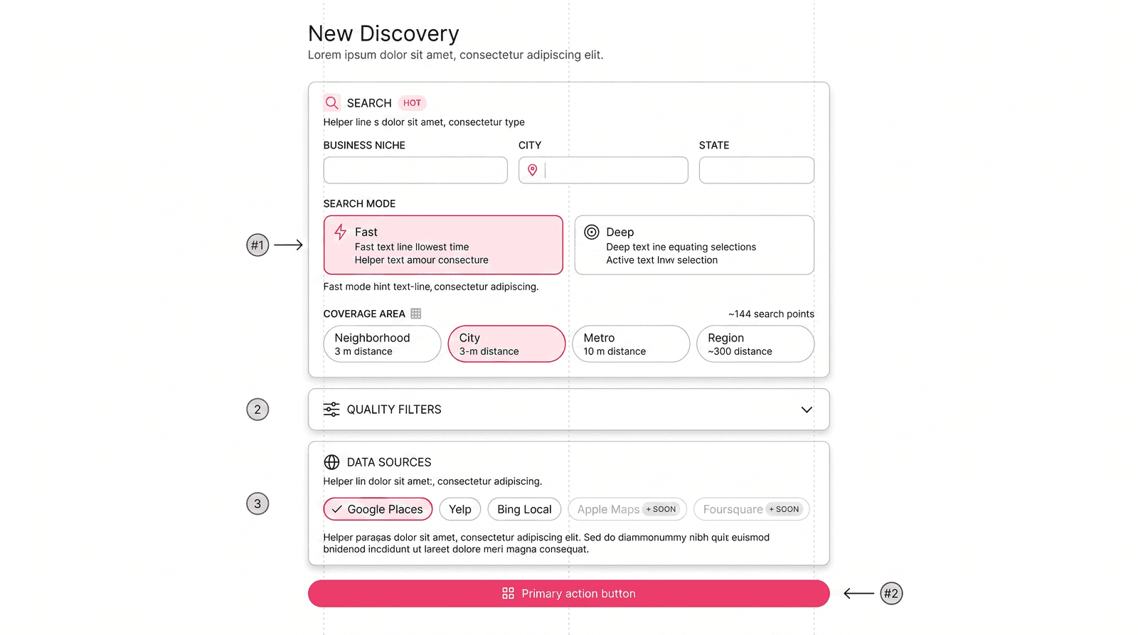 Discovery Configuration wireframe