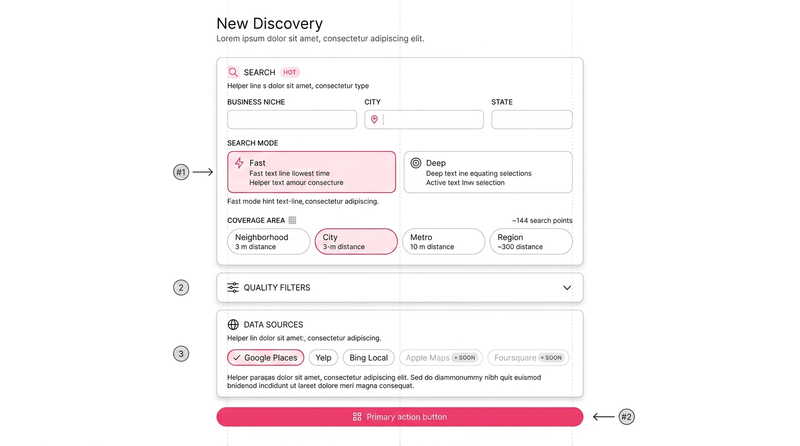 Discovery Configuration wireframe